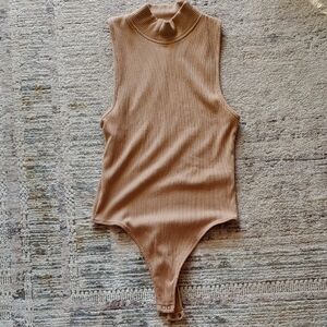 🍁2 For 20! Aerie Tan Ribbed Sleeveless Bodysuit